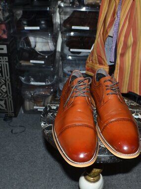 Stacey Adams men's Dickinson cap top oxford-cognac Dress shoe size 8M